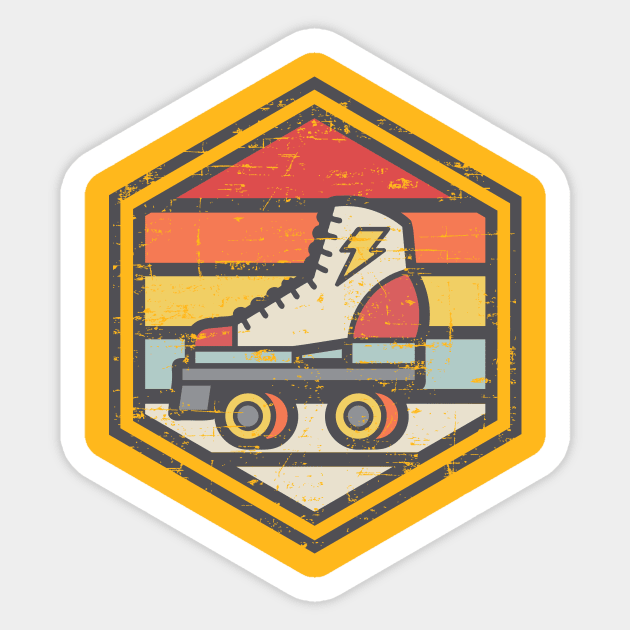 Retro Badge Roller Skate Light Sticker by rojakdesigns